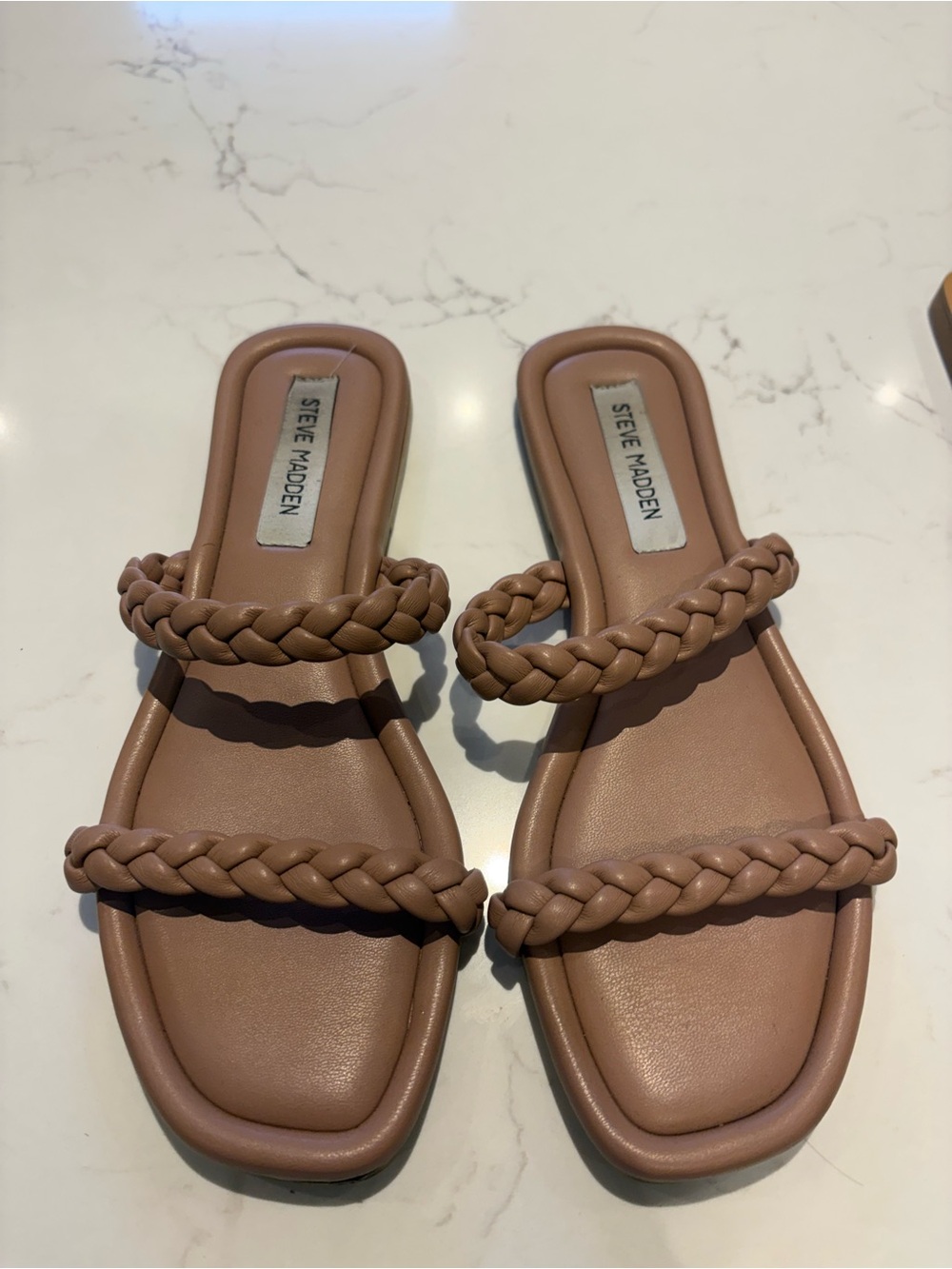Steve Madden Braided Double-Strap Slide Sandals - Light Brown
